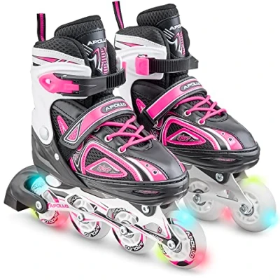 Abbildung von Apollo Super Blades, größenverstellbare Inline Skates für Damen und Kinder, Inliner Erwachsene, Mädchen Jungen in den Größen 3142, LED