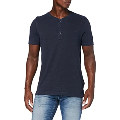 Abbildung von camel active Herren Kurzarm Henley T Shirt mit Knopfleiste Dunkelblau Menswear XL