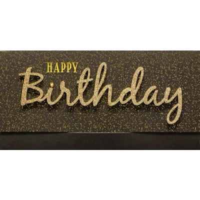 Abbildung von Perleberg Geburtstagskarte Lettering Surprise Happy Birthday, schwarzgold 11 x 22 cm