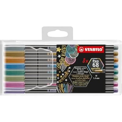 Abbildung von Premium Metallic Filzstift STABILO Pen 68 8er Pack mit 8 verschiedenen Farben
