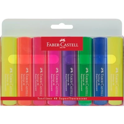Abbildung von Faber Castell 154662 Textmarker Set TL 1546, 8er Etui, Neon Farben, mit langlebiger Keilspitze, Strichbreite 1 5 mm, nachfüllbar