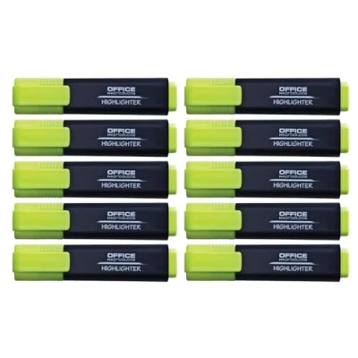 Abbildung von OFFICER PRODUCTS Textmarker Leuchtend 10er Pack Farbe: Gelb/Highlighter Textliner Die Ungiftige Tinte, Keilspitze Leuchtfarben Hohe Qualität/Strichstärke 1 5mm, 17055211 06