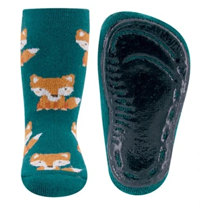 Abbildung von EWERS Stoppersocken Fuchs, Socken mit Antirutschsohle für Jungen, Anti Rutsch Gummisohle, MADE IN GERMANY, 1 Paar rutschfeste Kindersocken Jungs, Größe 19 20, Grün