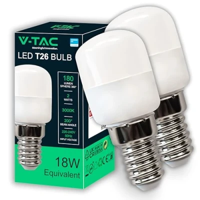 Abbildung von V TAC 2x Kühlschranklampe E14 2W T26 180 Lumen LED Lampe 3000K Warmweiß Glühbirne für Kühlschrank Glühlampen Energiesparlampe 2er Pack