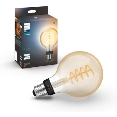Abbildung von Philips Hue White Ambiance E27 Filament Globe Lampe (550 lm), dimmbare LED für das Lichtsystem mit allen Weißtönen, smarte Lichtsteuerung über Sprache und App