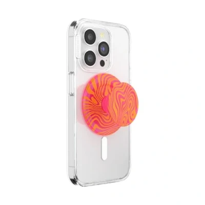 Abbildung von PopSockets: PopGrip Round für MagSafe Inklusive Adapterring Ausziehbarer Sockel und Griff mit einem Austauschbarem Top Smartphones Hüllen Swirl Aviation Orange
