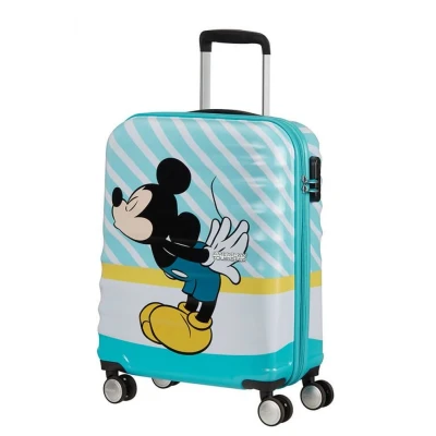 Abbildung von American Tourister Wavebreaker Disney Spinner 55/20 Mickey Blue Kiss Koffer mit 4 Rollen Kindertrolley Mädchen&amp;Junge Hartschale Kinderkoffer