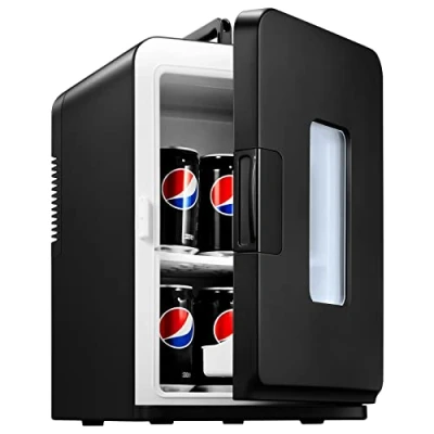 Abbildung von NORTHCLAN Mini Kühlschrank für Zimmer 15L, mit 220V AC/12V DC den Auto und Heimgebrauch, Tragbarer Kühl Heizkühlschrank Perfekt Getränke, Kosmetik, Snacks, Max &amp; Eco Modus, Schwarz