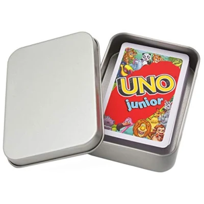 Abbildung von UNO Junior Kartenspiel Neue Edition für Kinder, Kinderspiele geeignet 2 4 Spieler ab 3 Jahren + Metalldose Spielesammlung (UNO Junior)