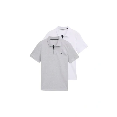 Abbildung von TOM Tailor Doublepack Poloshirt, Herren, Größe: Small, Light stone grey melange