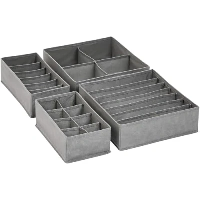 Abbildung von Amazon Basics Schubladen Organizer für Unterwäsche, 4 Stück, grau