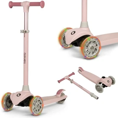 Abbildung von LIONELO Jessy Premium Dreirad Kinderroller mit LED Rädern für Kinder 3 Jahre bis 50 kg, Höhenverstellung und Rutschfester Plattform, Faltbarer Kinderroller. Kinderscooter ab Kleinkind Junge Mädchen