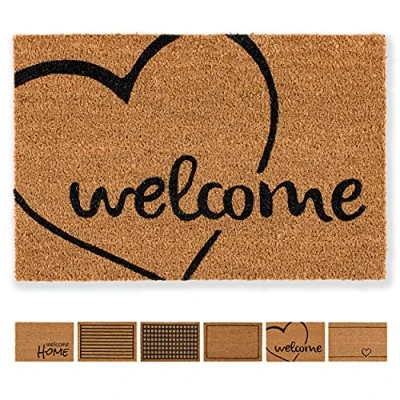 Abbildung von Carpido Fußmatte Kokos Welcome Herz Design Sauberlauf 40x60 cm Türmatte Innen Bereich antibakterielle Kokosmatte natürliches Material