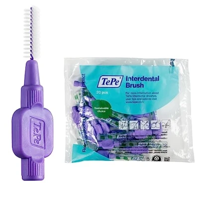Abbildung von TePe Interdental Brush, Original, Purple, 1.1 mm/ISO 6, 20pcs, plaque removal, efficient clean between the teeth, tooth floss, for narrow gaps