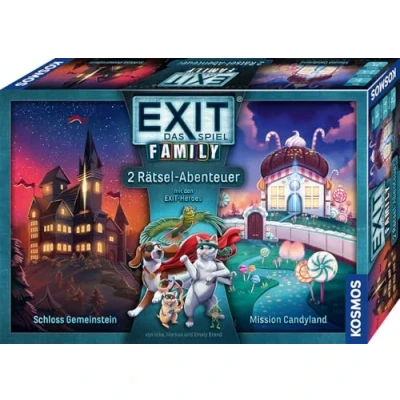 Abbildung von Kosmos 684662 EXIT® Das Spiel Family, Zwei Rätselabenteuer Schloss Gemeinstein + Mission Candyland, Escape Room für die Familie, EXIT Game Familie und Kinder ab 8 Jahre