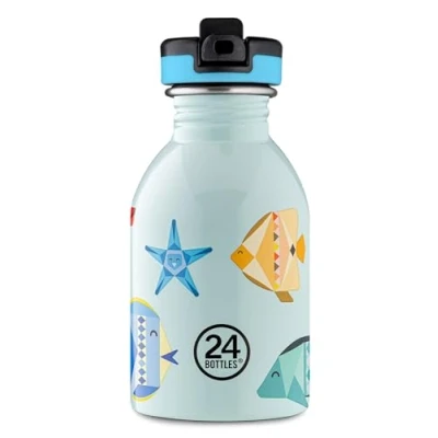 Abbildung von 24Bottles Kids Bottle Trinkflasche für Kinder, Grundschule und Kindergarten, 250 ml, Flasche mit Verschluss, 100% luftdicht, Trinkflaschen aus Edelstahl, italienisches Design