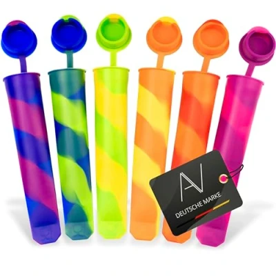 Abbildung von AVANA Wiederverwendbare Eisformen aus Silikon (6 Stück) Eis am Stiel Eiscreme Formen Ice Pop Maker Wassereis Eislutscher BPA Frei Bunt