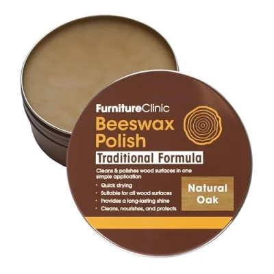 Abbildung von Furniture Clinic Bienenwachspolitur für Holz und Möbel 200 ml natürliches Bienenwachs alle Holzarten Farben (Natürliche Eiche)