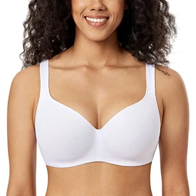 Abbildung von DELIMIRA Damen T Shirt BH mit Bügel Nahtloser Große Größen Gepolstert Weiss 85E