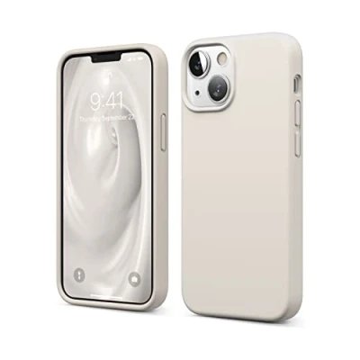 Abbildung von elago Liquid Silicone Case Kompatibel mit iPhone 13 Mini Hülle (5,4&quot;), Hochwertiges Silikon, Rundumschutz Handyhülle : 3 Layer Struktur Schutzhülle, Kratzfestes Weiches Mikrofaserfutter (Taupe)