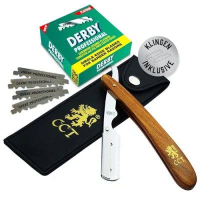 Abbildung von The Cambridge Cutthroat® Cut Throat Rasierer Set Missanda Hartholz &amp; Edelstahl Professioneller Friseur Rasiermesser mit einer Klinge Razor gerader Kante Schnurrbart Bartformer