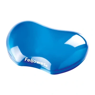 Abbildung von Fellowes Handballenauflage Crystals Flexible Handgelenkauflage mit weicher Gelfüllung kompakt ideal für Büro, Home Office, unterwegs und Gaming abwaschbar Farbe: blau