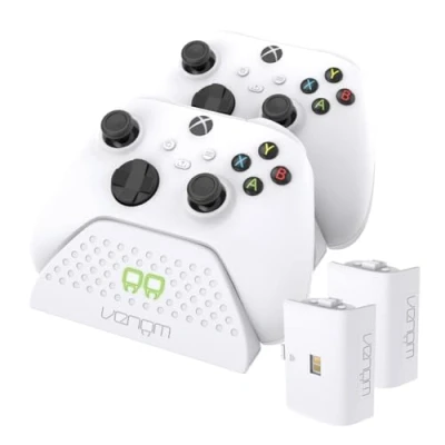Abbildung von Venom Twin Ladestation mit 2 X wiederaufladbaren Akkupacks Weiß (Xbox Series &amp; S/Xbox One)