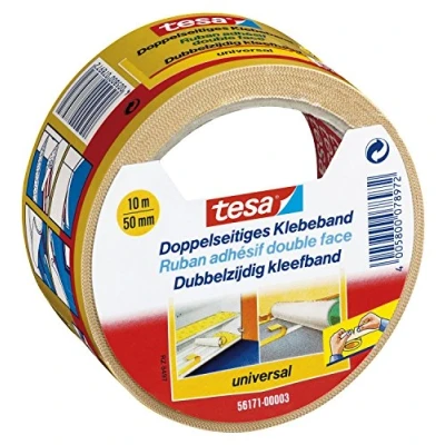 Abbildung von tesa Doppelseitiges Klebeband Universal Vielseitiges für Verpackungen, Deko und Teppiche oder zum Basteln 10 m x 50 mm