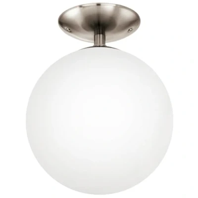 Abbildung von EGLO Deckenlampe Rondo, 1 flammige Deckenleuchte, Deckenbeleuchtung aus Metall in Silber und Glas Opal matt weiß, E27 Fassung