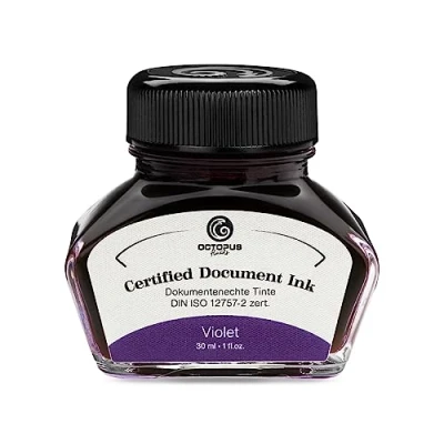 Abbildung von Octopus Fluids Document Ink violet, dokumentenechte Tinte, zertifiziert nach DIN ISO 12757 2, lila, 30 ml