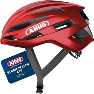 Abbildung von ABUS Rennradhelm StormChaser ACE leichter Fahrradhelm für Radrennen, Gravelbike Touren und Cyclocross Damen Herren Größe L, Rot