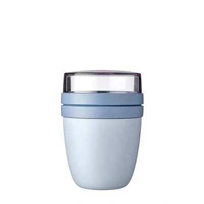 Abbildung von Mepal Müslibecher to go Klein praktischer Joghurtbecher Unterteilung für Joghurt &amp; Müsli Geeignet Gefrierschrank, Mikrowelle Spülmaschine 300 ml + 120 Nordic Blue
