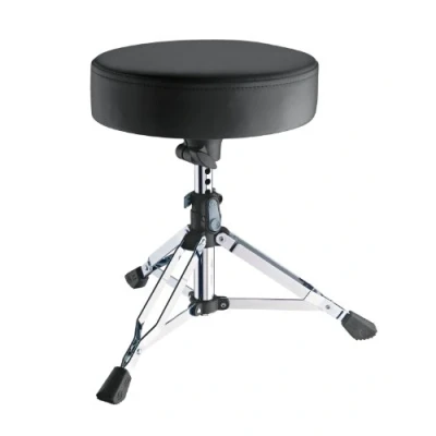 Abbildung von K&amp;M 14010 Drummersitz Piccolino Schwarz, rund Stahl, Kunstleder niedriger höhenverstellbarer Schlagzeug Hocker