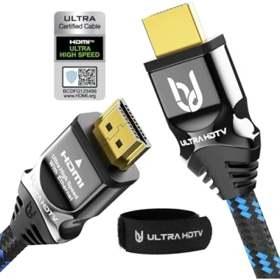 Abbildung von Ultra HDTV 8K HDMI Kabel kurzes 1m High Speed 2.1 Kabel, 48 Gbps für 8K@60Hz &amp; 4K@120Hz Premium Zertifikat DTS: X, HDCP 2.2&amp;2.3, HDR10+, eARC