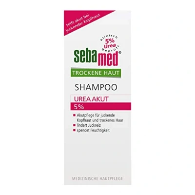 Abbildung von SEBAMED Shampoo Urea Akut 5%, lindert spürbar Juckreiz bei trockener Kopfhaut und hilft, die natürliche Feuchtigkeitsbalance von Haut Haar wieder herzustellen, 200 ml