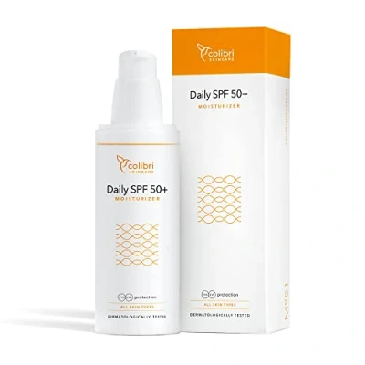 Abbildung von colibri skincare Daily SPF 50+ Moisturizer 80ml Tagescreme mit LSF 50 wasserfester Breitbandspektrum leichte Gesichtscreme UV Schutz weißelt nicht Sonnencreme Gesicht