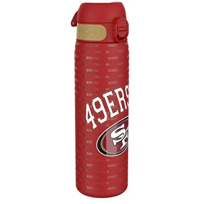 Abbildung von Ion8 Stahl Trinkflasche, 600 ml, Auslaufsicher, Einhandöffnung, Sichere Verriegelung, Spülmaschinenfest, Klappdeckel, Tragegriff, Leicht zu Reinigen, Langlebig, NFL 49ers Design