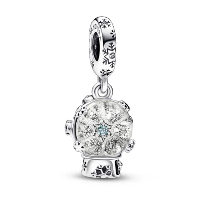 Abbildung von Pandora Snowflake Snowglobe Dangle Charm, Damen, Größe: One Size, Sterling silver