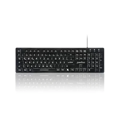 Abbildung von Perixx Periboard 317, Kabelgebundene Tastatur mit weißer LED Hintergrundbeleuchtung, Große Druckbuchstaben, Vollformat, Deutsches QWERTZ Layout