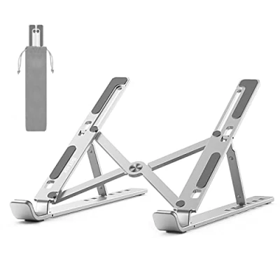 Abbildung von BoYata Laptop Ständer, 6 Stufen der Höhenverstellung Tragbarer Halter für Schreibtisch, Faltbarer Aluminium Riser, kompatibel mit MacBook Air, Dell XPS, die meisten 10 15,6 Zoll Laptops