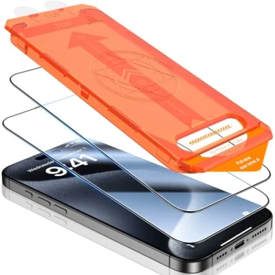 Abbildung von UniqueMe für iPhone 15 Pro Max Panzerglas, Full Screen Schutzfolie, Unzerbrechlich Bruchsicher,Kein Staub Keine Blasen, Panzer Schutz Glas Folie Displayschutzfolie