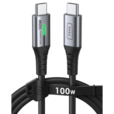 Abbildung von INIU USB C Kabel, 100W [1m] PD3.0 Schnellladekabel auf C, Nylon Geflochten Ladekabel Ladegerät für iPhone 16 15 Pro Samsung Galaxy S23 S22 S21 Pixel 7 iPad MacBook Air Tablets usw.