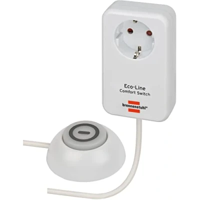 Abbildung von Brennenstuhl Eco Line Comfort Switch Adapter EL CSA 1 (Steckdose mit beleuchtetem Hand /Fußschalter, erhöhtem Berührungsschutz, 1,5m Kabel)