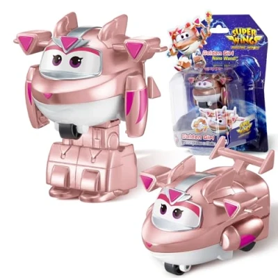 Abbildung von Super Wing Transformer Spielzeug Golden Girl, 2 in 1 Action Figur, 5 cm großes Flugzeug Roboter Spielzeug, für Jungen und Mädchen ab 3 Jahren
