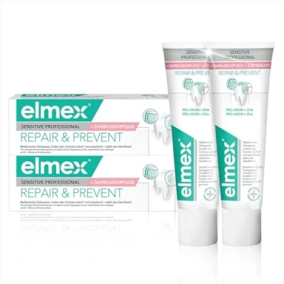 Abbildung von elmex Zahnpasta Sensitive Professional Repair &amp; Prevent 2x75ml medizinische Zahnreinigung für sofortigen*, anhaltenden Schutz beugt Zahnfleischrückgang neuen Schmerzen vor