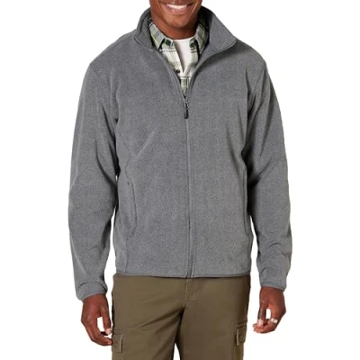 Abbildung von Amazon Essentials Herren Fleecejacke mit durchgehendem Reißverschluss (in Big und Tall erhältlich), Dunkelgrau Meliert, XL