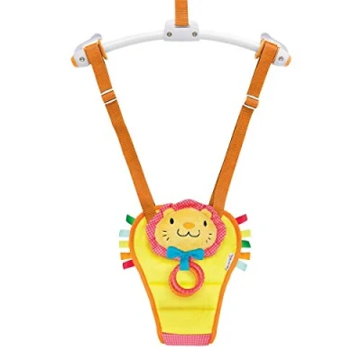 Abbildung von Munchkin Baby Türhopser, höhenverstellbarer und gepolsterter Jolly jJmper mit Quietschkopf Beißring, stabile Babyschale Lenny der Löwe