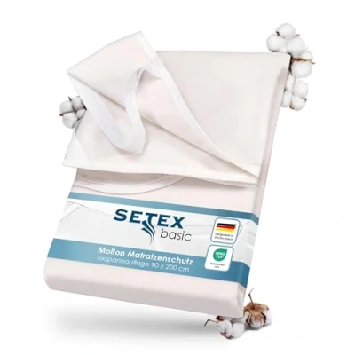 Abbildung von SETEX Molton Matratzenschutz, 140 x 200 cm, Eckgummis, Matratzenschoner aus 100 % Baumwolle, Basic, Naturfarben, Natur