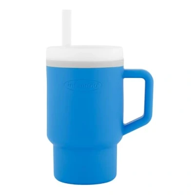 Abbildung von Infantino My 1st Tumbler Süßer Minibecher mit Auslaufsicherem Strohhalm und Kleinkindfreundlichem Griff, Fördert das Trinken, Leicht zu Reinigen, 255 ml, Ocean