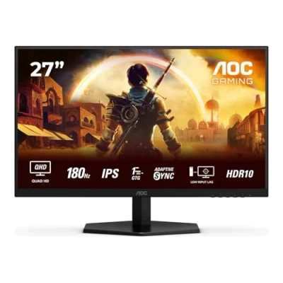 Abbildung von AOC Gaming Q27G42XE LED Monitor 68.6 cm (27&quot;) 2560 x 1440 QHD @ 180 Hz Fast IPS 300 cd/m² 1000:1 HDR10 0.5 ms 2xHDMI, DisplayPort Lautsprecher Schwarz, Rot